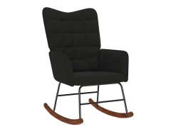 Mecedora con taburete de terciopelo negro
