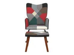 Mecedora con taburete Tela Patchwork