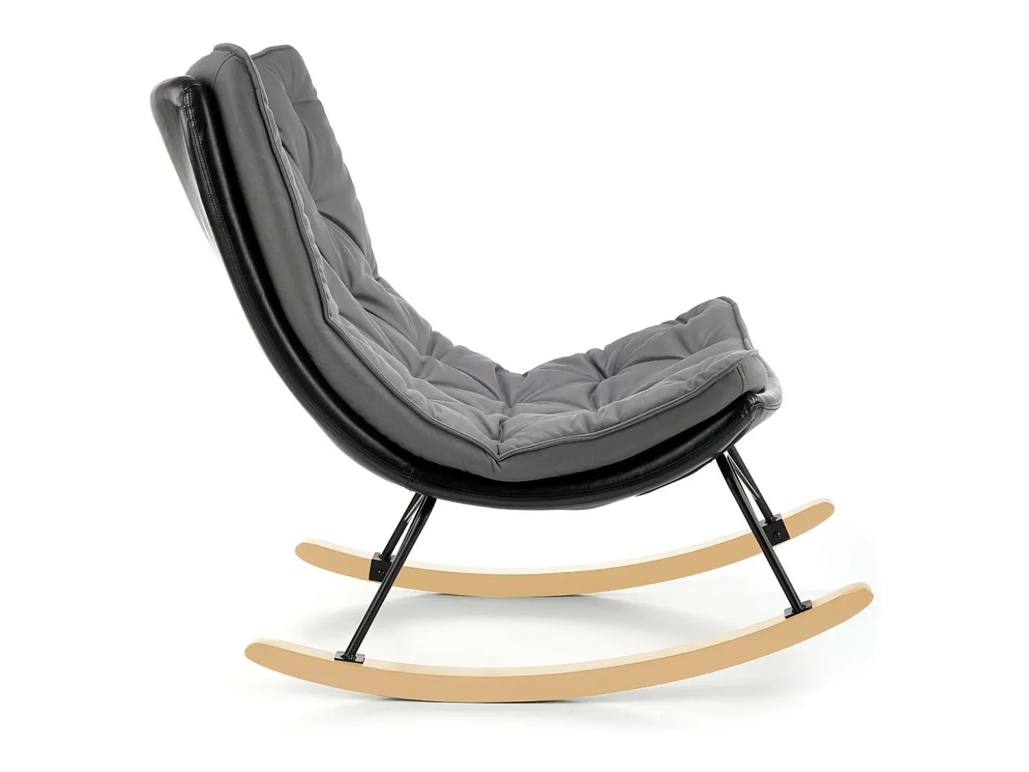 Mecedora de diseño con estructura de metal negro y madera maciza IMAGINE
