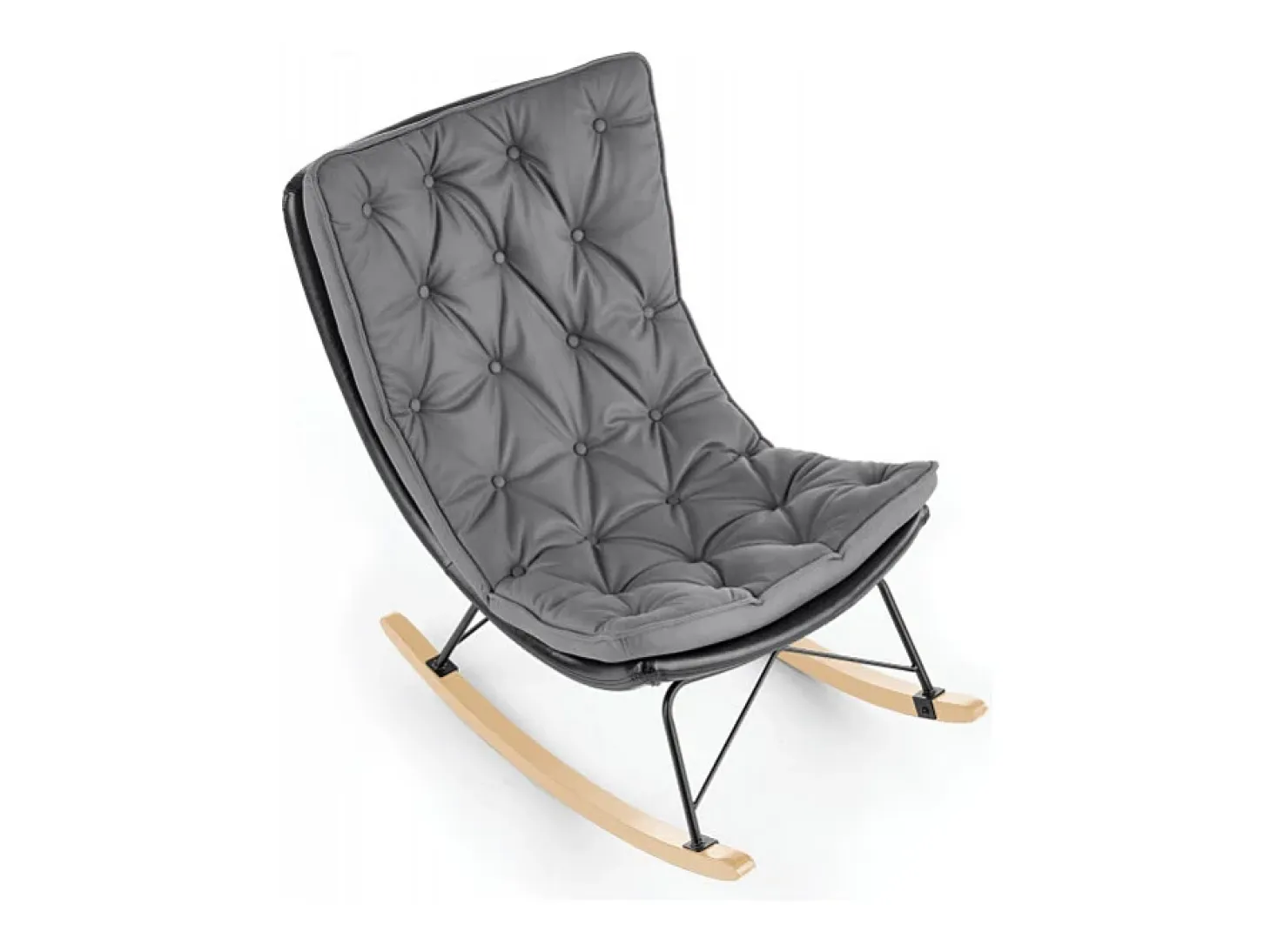 Mecedora de diseño con estructura de metal negro y madera maciza IMAGINE