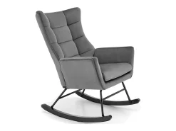 Mecedora de diseño en terciopelo gris con reposabrazos Market