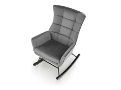 Mecedora de diseño en terciopelo gris con reposabrazos Market