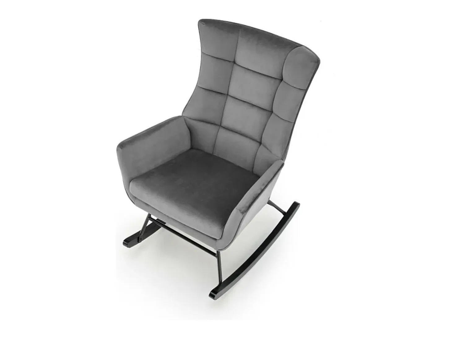 Mecedora de diseño en terciopelo gris con reposabrazos Market