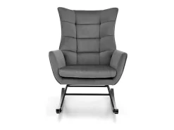 Mecedora de diseño en terciopelo gris con reposabrazos Market