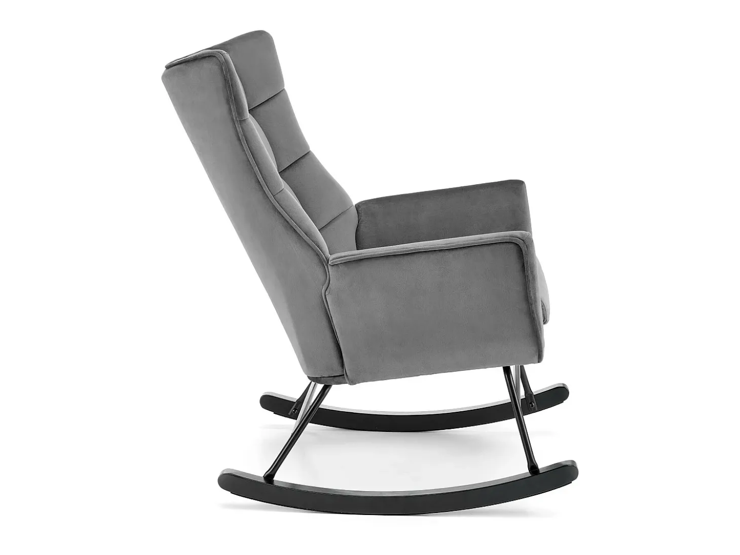 Mecedora de diseño en terciopelo gris con reposabrazos Market