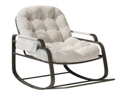 Mecedora de ratán, mecedora acolchada, cómoda mecedora grande, para dormitorio, sala de estar, beige