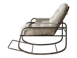 Mecedora de ratán, mecedora acolchada, cómoda mecedora grande, para dormitorio, sala de estar, beige
