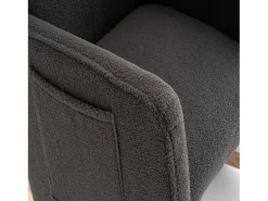 Mecedora de salón, felpa gris oscuro, Mecedora con reposapiés retráctil y estructura de madera