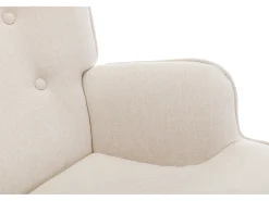 Mecedora de tela beige y botones decorativos en el respaldo ELMINA II