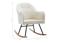 Mecedora de terciopelo blanco crema