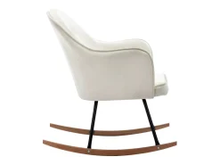 Mecedora de terciopelo blanco crema
