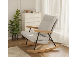 Mecedora ergonómica en mezcla de algodón y lino - gris - para salón y balcón
