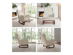 Mecedora, Mecedora - Silla con patas retráctiles - Beige