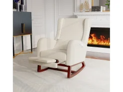 Mecedora, Mecedora - Silla con patas retráctiles - Beige
