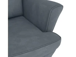 Mecedora orejera de terciopelo gris oscuro y madera maciza