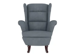 Mecedora orejera de terciopelo gris oscuro y madera maciza