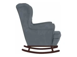 Mecedora orejera de terciopelo gris oscuro y madera maciza