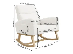 Mecedora, sillón relax, con bolsillos y patas de madera, terciopelo Teddy beige
