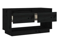 Megan Lynn Mueble de TV de madera maciza de pino negro 74x34x40 cm