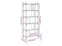 Merse Librería 6 estantes madera ingeniería gris Sonoma 76x32x192 cm