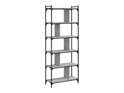 Merse Librería 6 estantes madera ingeniería gris Sonoma 76x32x192 cm
