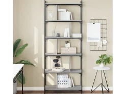 Merse Librería 6 estantes madera ingeniería gris Sonoma 76x32x192 cm