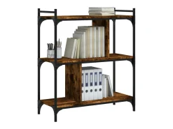 Merse Librería 3 estantes madera ingeniería roble ahumado 76x32x88 cm
