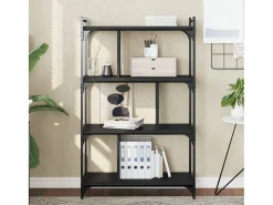 Merse Librería de 4 estantes madera de ingeniería negra 76x32x123 cm