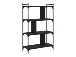 Merse Librería de 4 estantes madera de ingeniería negra 76x32x123 cm