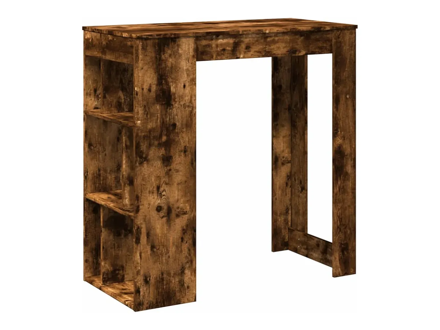 Mesa alta bar con estantes roble ahumado 102x50x103,5 cm