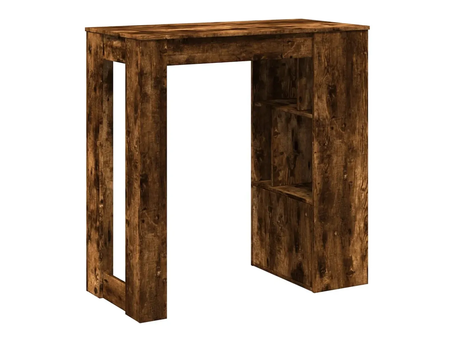 Mesa alta bar con estantes roble ahumado 102x50x103,5 cm