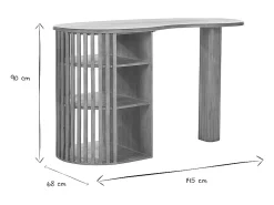 Mesa alta con almacenaje de madera maciza de mango 90 cm LOBIO