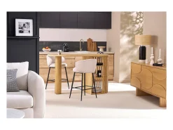 Mesa alta con almacenaje de madera maciza de mango 90 cm LOBIO
