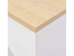 Mesa alta de bar con estante móvil blanca 138x39x110 cm ES423149