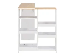 Mesa alta de bar con estante móvil blanca 138x39x110 cm ES423149