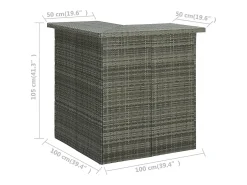 Mesa alta de bar de esquina ratán sintético gris 100x50x105 cm