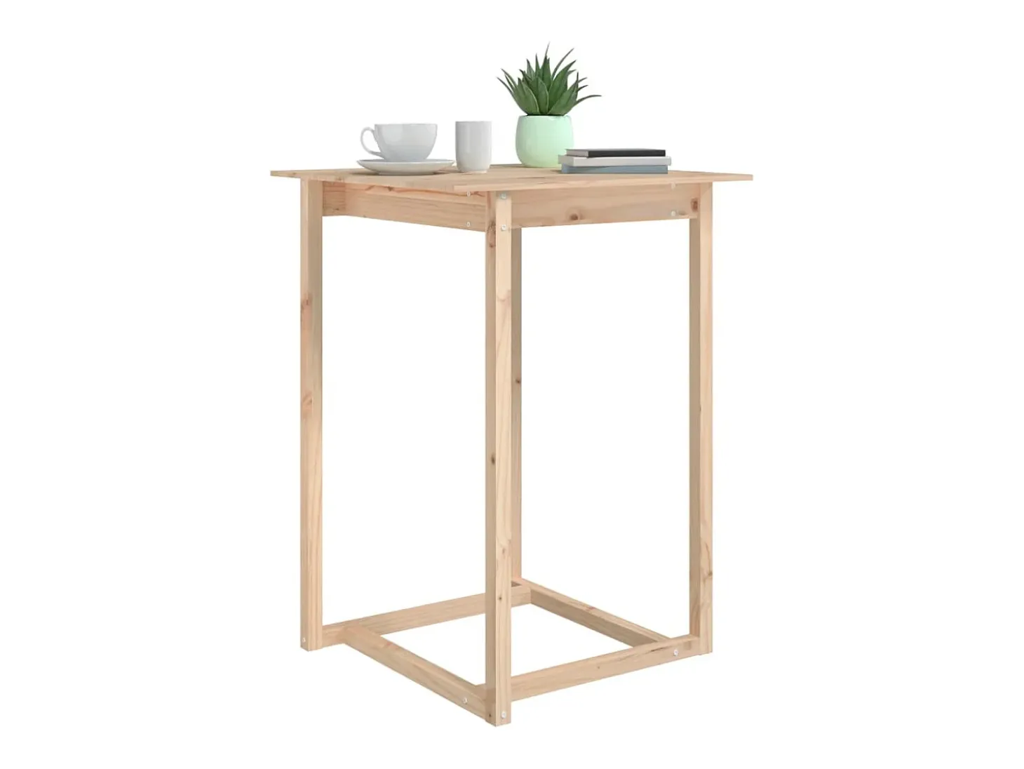 Mesa alta de bar de madera maciza de pino 80x80x110 cm ES808644