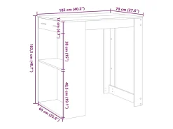 Mesa alta de bar madera ingeniería roble ahumado 102x70x103,5cm