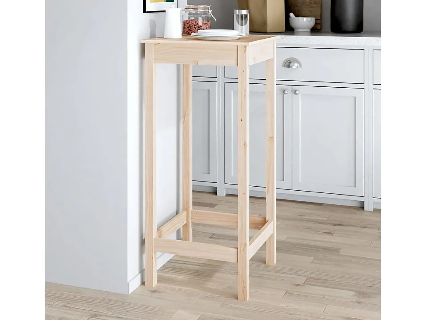 Mesa alta de bar madera maciza de pino 50x50x110 cm ES150907