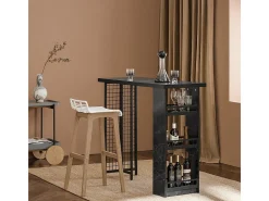 Mesa Alta de Bar Mesa alta de comedor con 3 Baldas 120 x 50 x 105 cm FWT100-SCH SoBuy ES