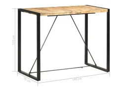 Mesa alta de cocina de madera maciza de mango 140x70x110 cm