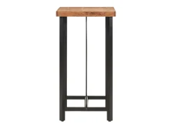 Mesa alta de hierro y madera maciza de acacia 55x55x107 cm ES438267