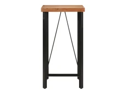Mesa alta de hierro y madera maciza de acacia 55x55x107 cm ES438267