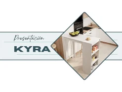 Mesa alta para Cocina Comedor en Blanco y Sonoma 110x50x103cm Kyra