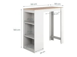 Mesa alta para Cocina Comedor en Blanco y Sonoma 110x50x103cm Kyra