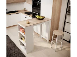 Mesa alta para Cocina Comedor en Blanco y Sonoma 110x50x103cm Kyra