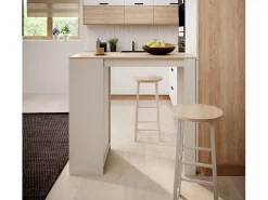 Mesa alta para Cocina Comedor en Blanco y Sonoma 110x50x103cm Kyra