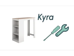 Mesa alta para Cocina Comedor en Blanco y Sonoma 110x50x103cm Kyra