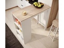 Mesa alta para Cocina Comedor en Blanco y Sonoma 110x50x103cm Kyra