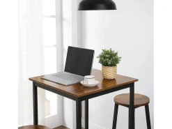 Mesa alta 60x60x90 cm negro marrón rústico